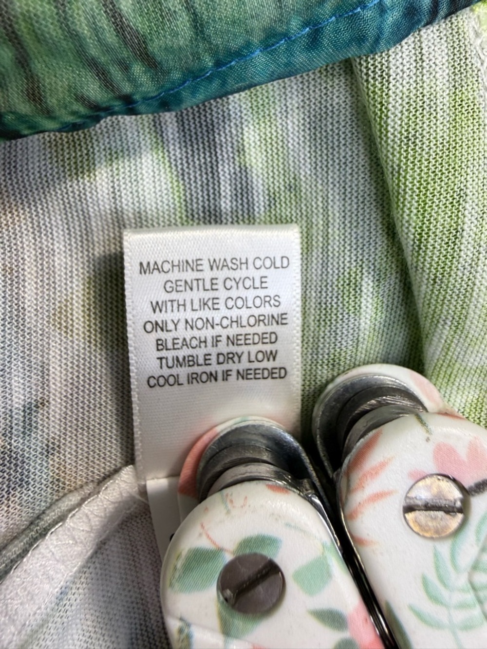 Blue Peacock-Print Chiffon overlay Women's Top - Picture 7 of 7